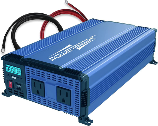 PowerBright 1500 Watt 12V Power Inverter Dual 110V AC Outlets, Installation Kit Included, Automotive Back Up Power Supply for Blenders, Vacuums, Power Tools - ETL Approved Under UL STD 458