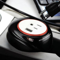 XC180 Cup Inverter, 180-watt 12V DC cigarette lighter to 120V AC to power laptop notebook & more w/ 3 USB ports 2.1A shared compatible with iPad & more