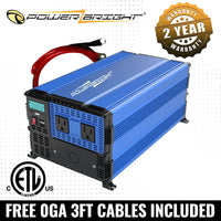 PowerBright 4000 Watts Power Inverter 112V DC to 120V AC Converter for RV, Truck, Off-Grid Inverter, Modified Sine Wave Car Inverter, Dual 110V AC Outlets - Installation Kit Included - ETL Approved