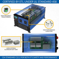 PowerBright 4000 Watts Power Inverter 112V DC to 120V AC Converter for RV, Truck, Off-Grid Inverter, Modified Sine Wave Car Inverter, Dual 110V AC Outlets - Installation Kit Included - ETL Approved