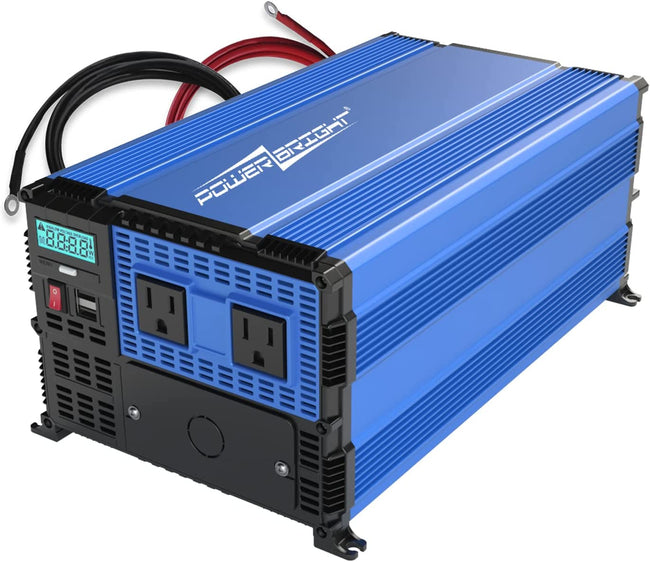 PowerBright 3000 Watts Power Inverter 12V to 110V, Modified Sine Wave Car Inverter, Dual 110 Volt AC Outlets, Hardwire Kit, DC to AC Converter with Installation Kit - ETL Approved Under UL STD 458