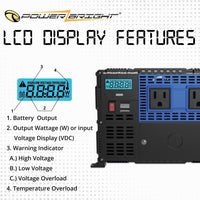 PowerBright 3000 Watts Power Inverter 12V to 110V, Modified Sine Wave Car Inverter, Dual 110 Volt AC Outlets, Hardwire Kit, DC to AC Converter with Installation Kit - ETL Approved Under UL STD 458