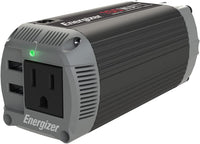 Energizer 150 Watt Power Inverter Pure Sine Wave Car Inverter, 12V to 110V Dual Mode Car Adapter, DC to AC Car Converter with Car Cigarette Lighter Plug, 110 Volts AC Outlet and 2 USB Ports