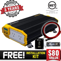Krieger 1500 Watts Power Inverter 12V to 110V image of warranty and installation kit